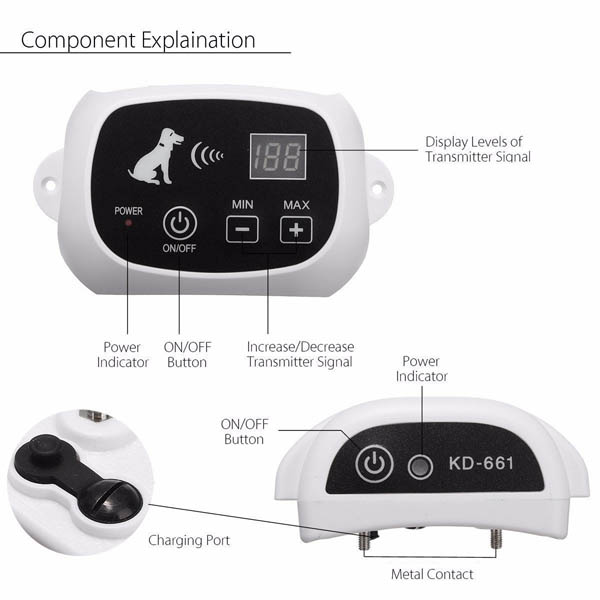 Wireless Dog Fence Containment System Rechargeable Waterproof Collar